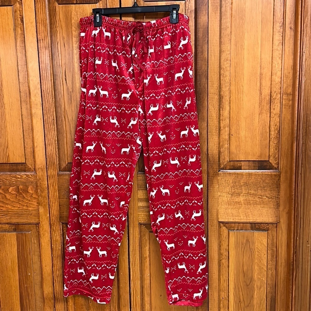 North 15 Red/White Reindeer Loungewear Pj Pants Xl